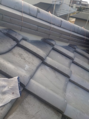 増築部分の漆喰(しっくい)